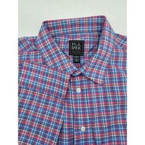 Jos A Bank‎ Traveler Mens XL Tailored Fit Plaid Button Down Shirt